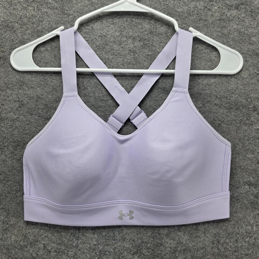 Under Armour Sports Bra Womens M Purple Crossback Molded Hook & Eye High Support